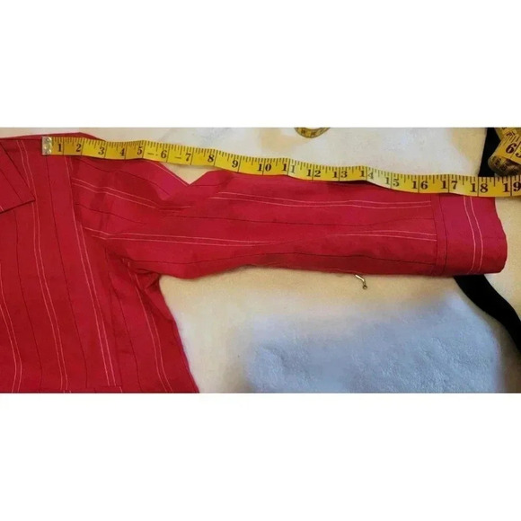 Announcements Maternity Button Down Blouse Womens Medium Red Striped NWT Office - Picture 5 of 6